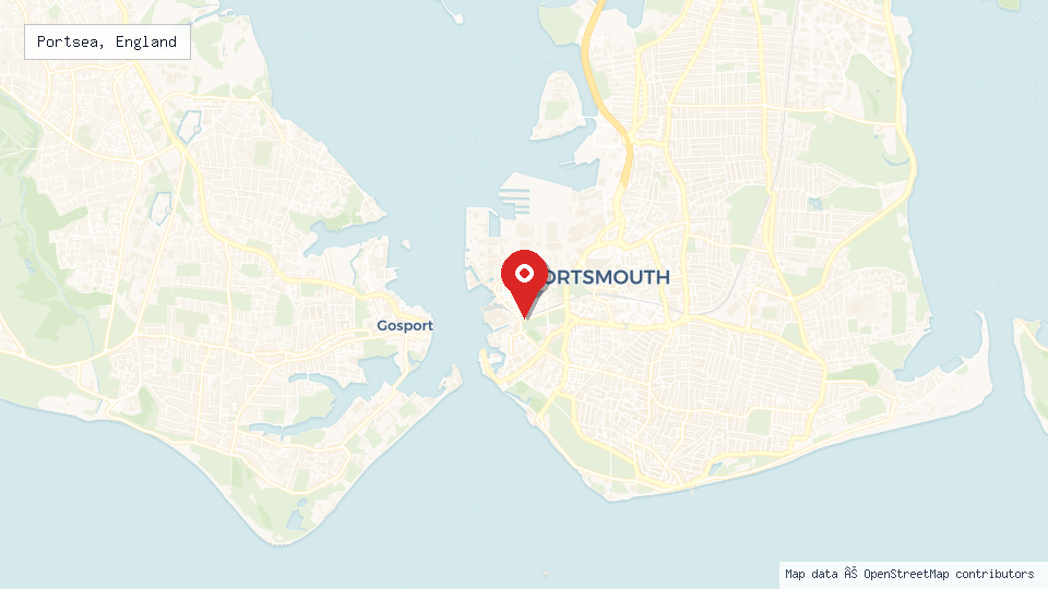 Street map of Portsea, England with location pin