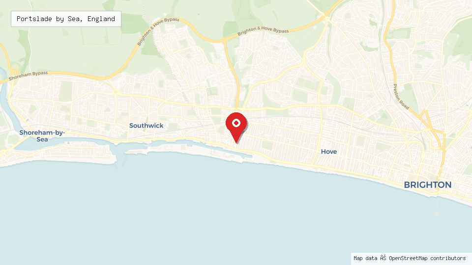 Street map of Portslade by Sea, England with location pin