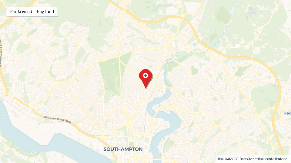 Street map of Portswood, England with location pin