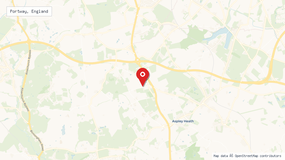 Street map of Portway, England with location pin