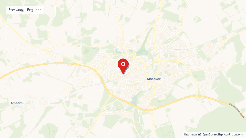 Street map of Portway, England with location pin