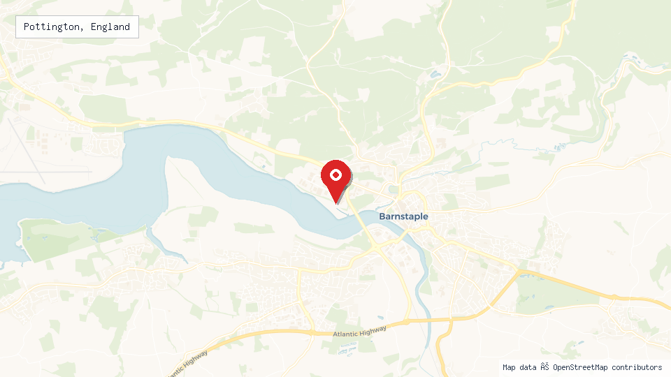 Street map of Pottington, England with location pin