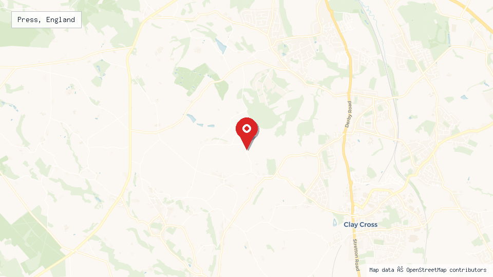 Street map of Press, England with location pin