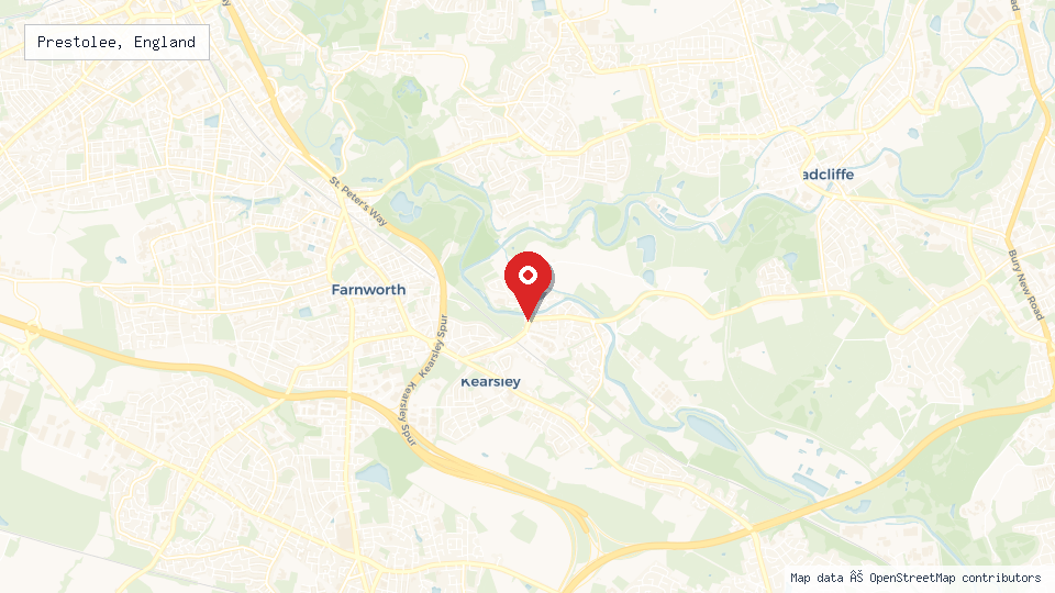 Street map of Prestolee, England with location pin