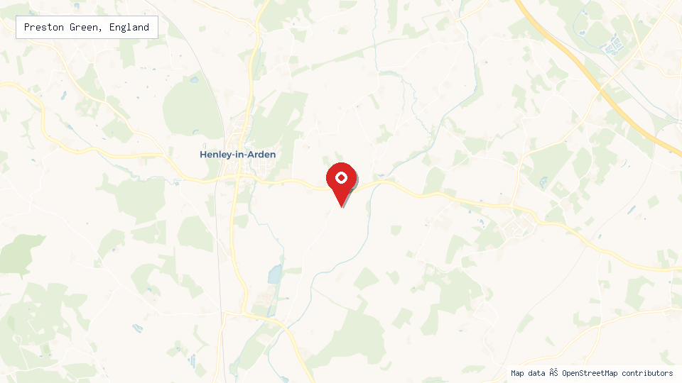 Street map of Preston Green, England with location pin