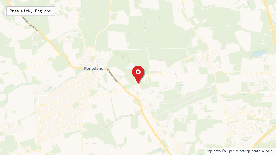 Street map of Prestwick, England with location pin