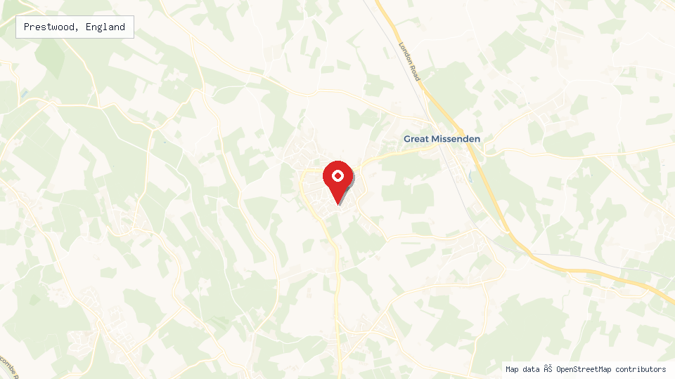 Street map of Prestwood, England with location pin
