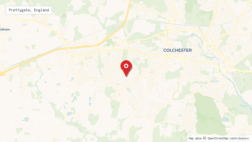 Street map of Prettygate, England with location pin
