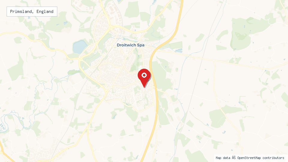 Street map of Primsland, England with location pin