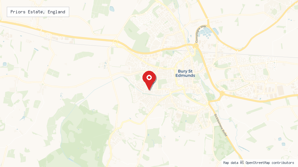 Street map of Priors Estate, England with location pin