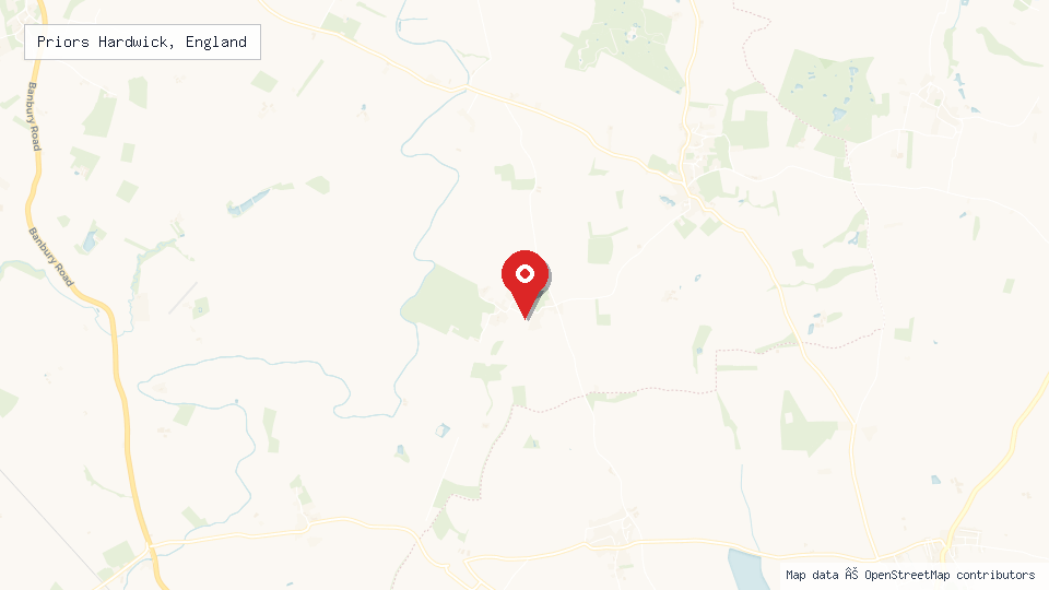 Street map of Priors Hardwick, England with location pin