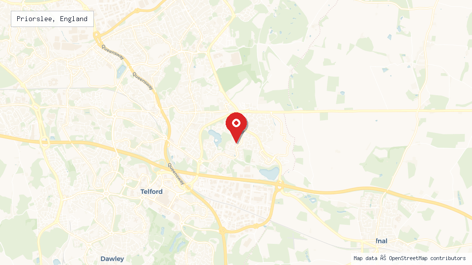 Street map of Priorslee, England with location pin