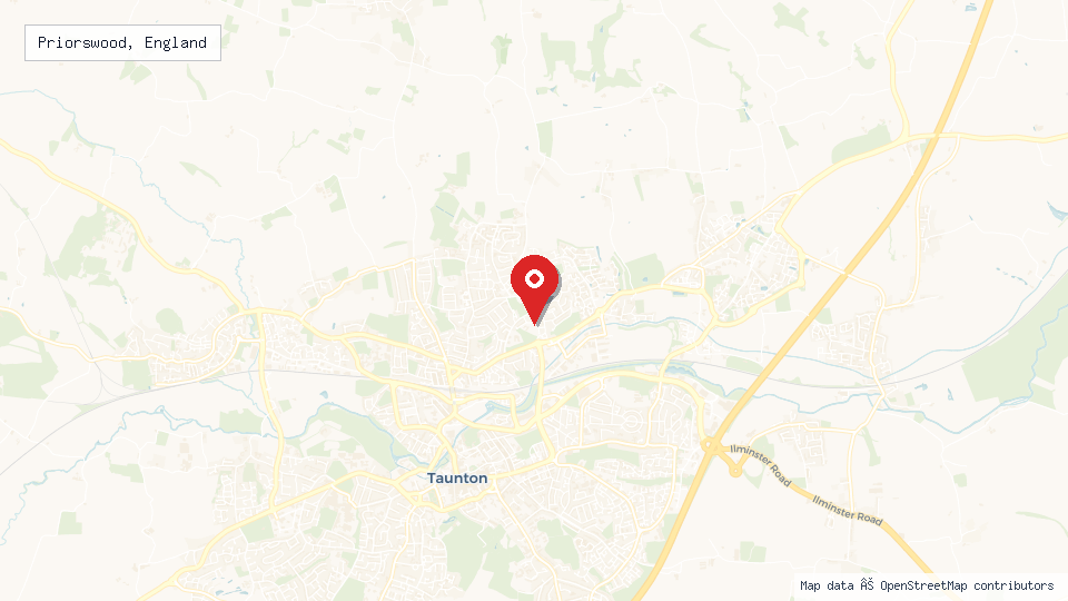 Street map of Priorswood, England with location pin
