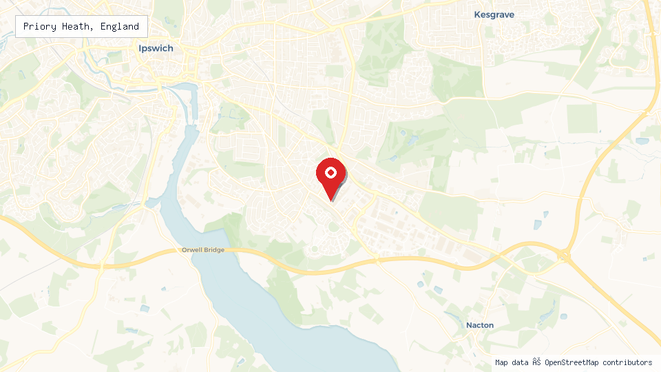 Street map of Priory Heath, England with location pin