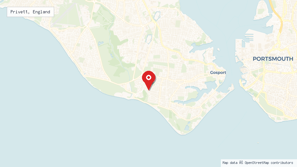Street map of Privett, England with location pin
