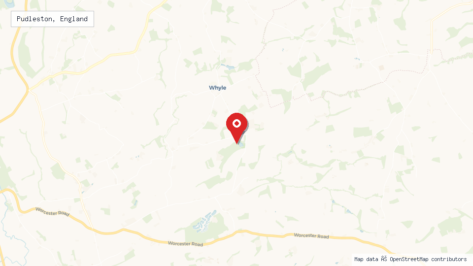 Street map of Pudleston, England with location pin