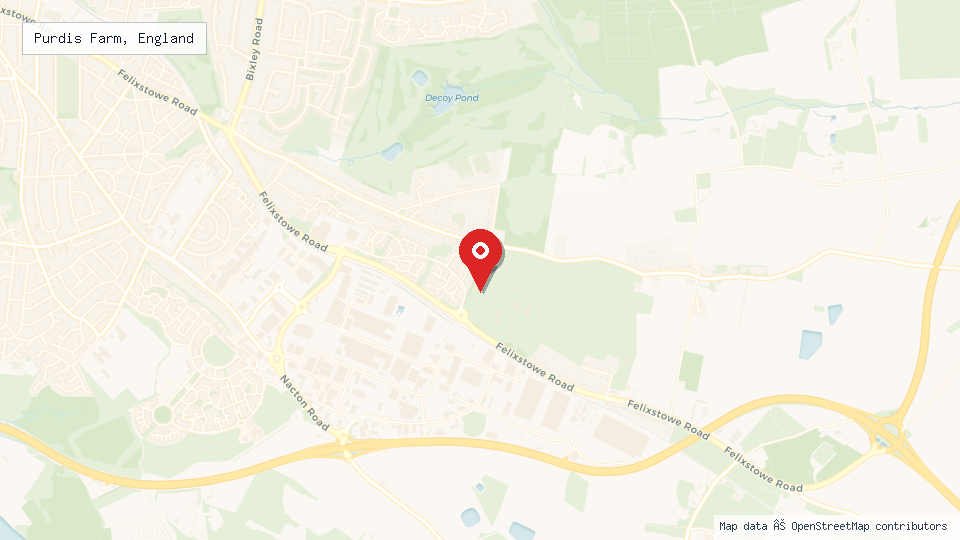Street map of Purdis Farm, England with location pin