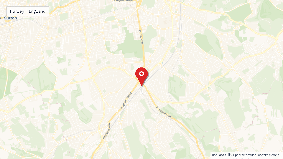 Street map of Purley, England with location pin