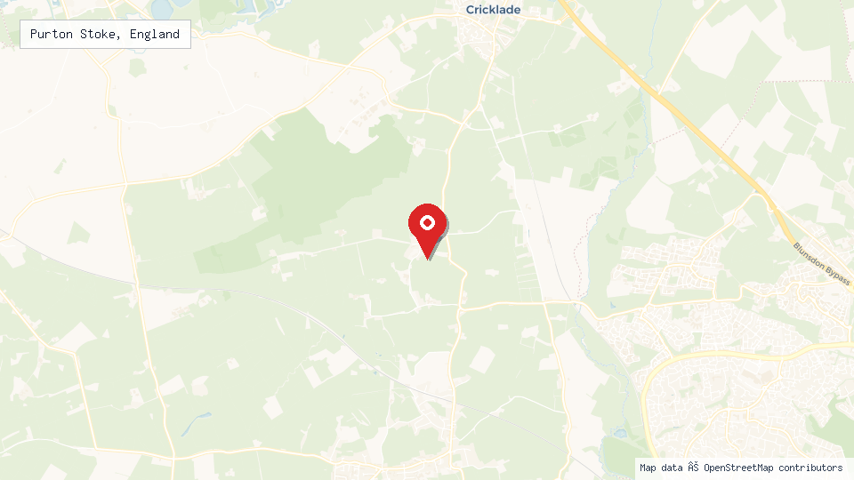 Street map of Purton Stoke, England with location pin