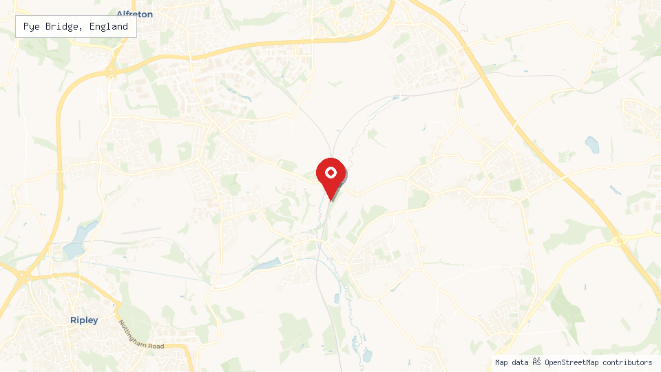 Street map of Pye Bridge, England with location pin