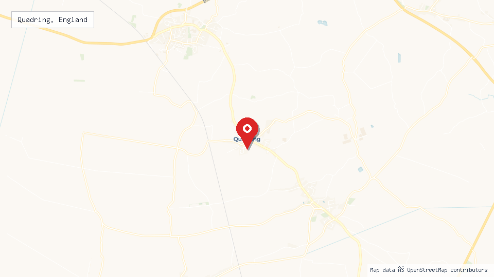 Street map of Quadring, England with location pin
