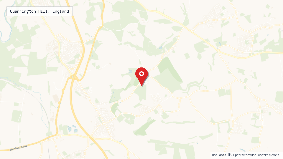 Street map of Quarrington Hill, England with location pin