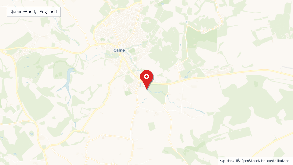 Street map of Quemerford, England with location pin