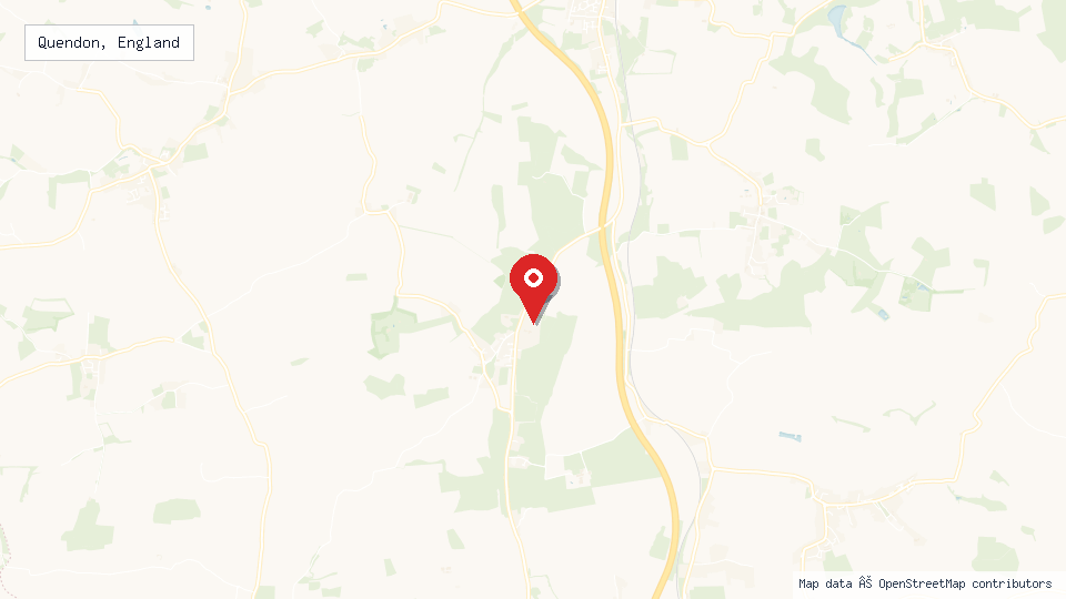 Street map of Quendon, England with location pin