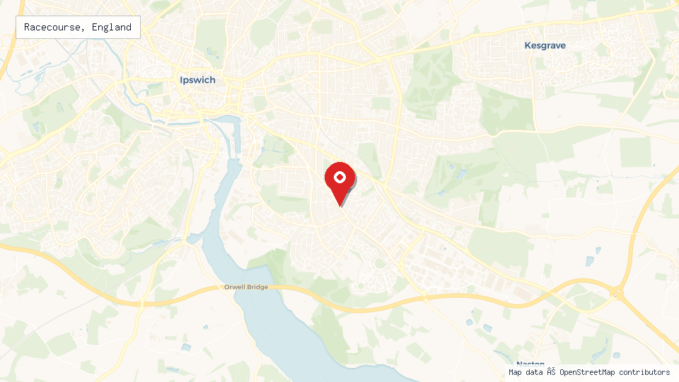 Street map of Racecourse, England with location pin