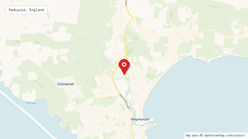 Street map of Radipole, England with location pin