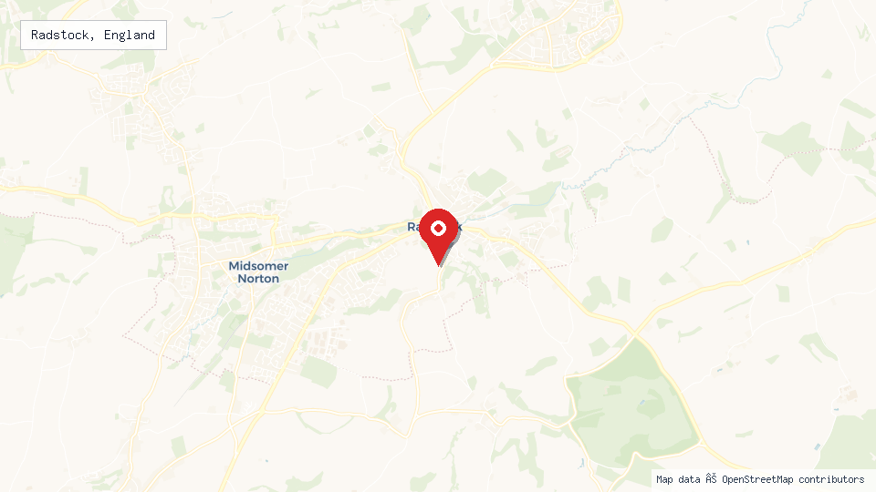 Street map of Radstock, England with location pin