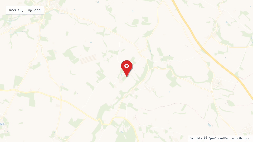 Street map of Radway, England with location pin
