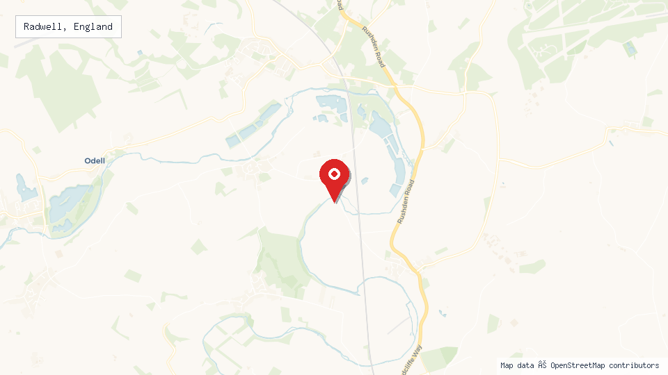 Street map of Radwell, England with location pin