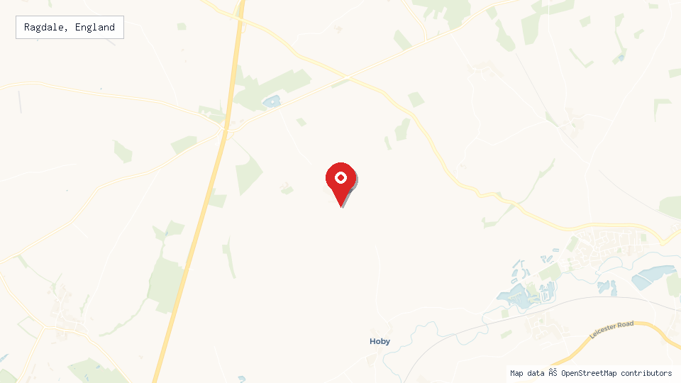 Street map of Ragdale, England with location pin