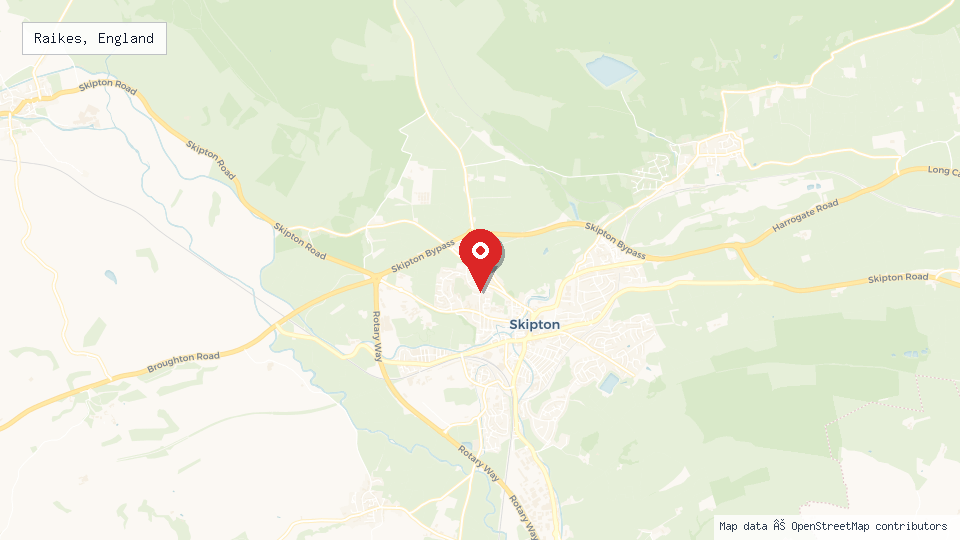 Street map of Raikes, England with location pin