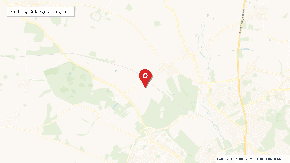 Street map of Railway Cottages, England with location pin