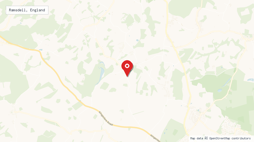 Street map of Ramsdell, England with location pin