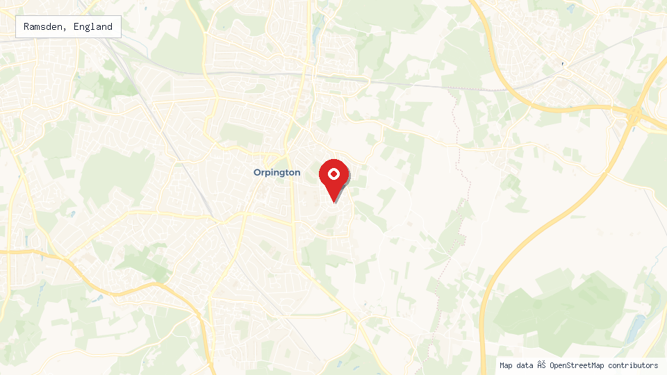 Street map of Ramsden, England with location pin