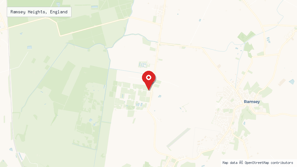 Street map of Ramsey Heights, England with location pin
