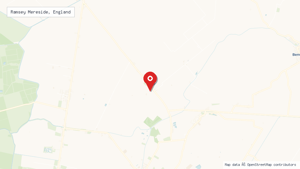 Street map of Ramsey Mereside, England with location pin