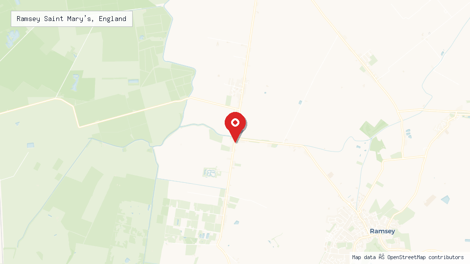 Street map of Ramsey Saint Mary's, England with location pin