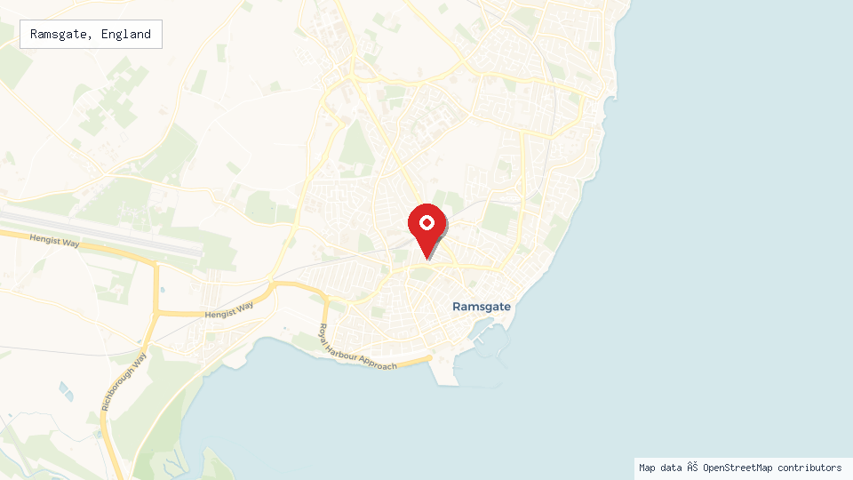 Street map of Ramsgate, England with location pin