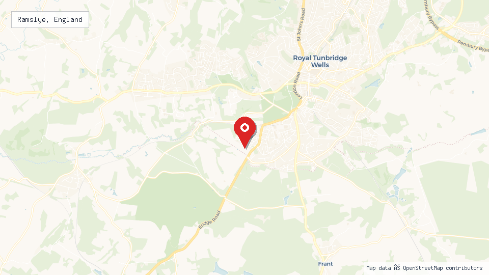 Street map of Ramslye, England with location pin