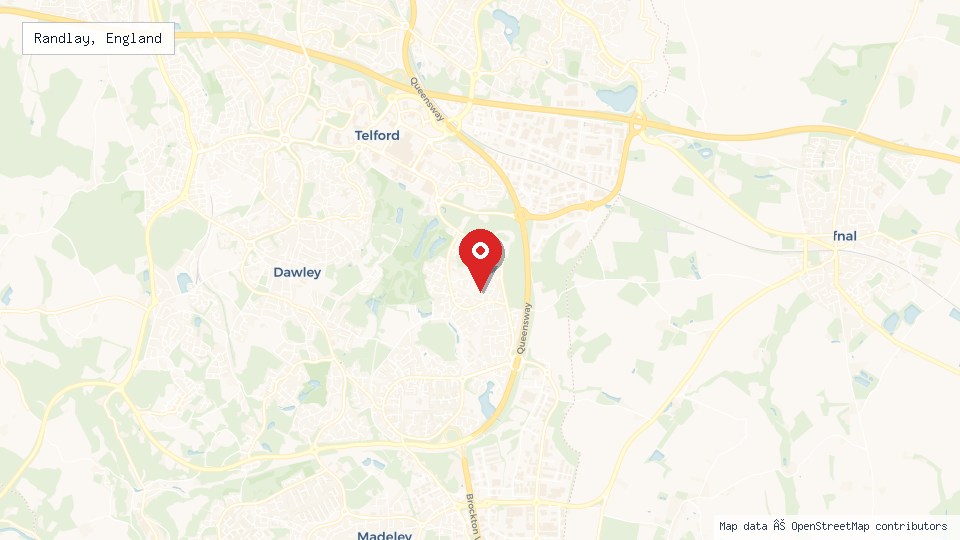 Street map of Randlay, England with location pin