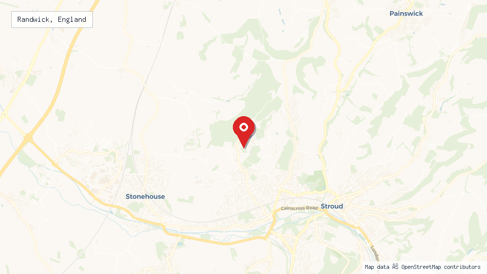 Street map of Randwick, England with location pin