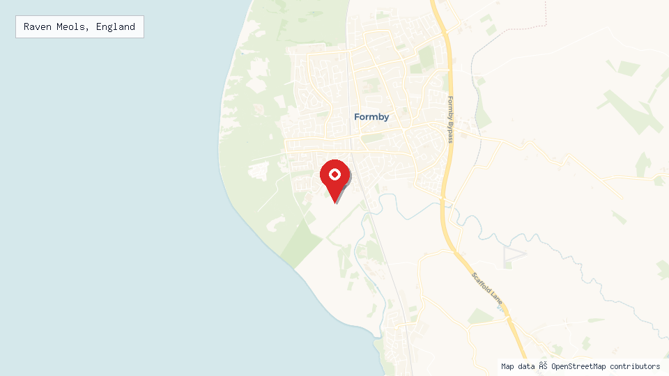 Street map of Raven Meols, England with location pin