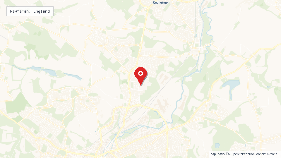 Street map of Rawmarsh, England with location pin