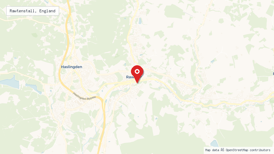 Street map of Rawtenstall, England with location pin