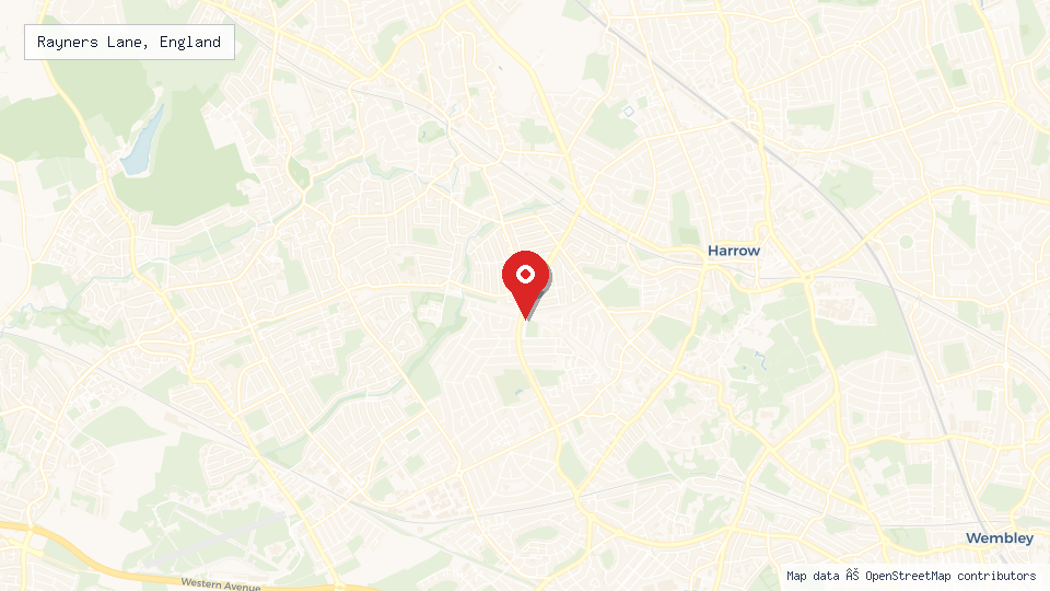 Street map of Rayners Lane, England with location pin
