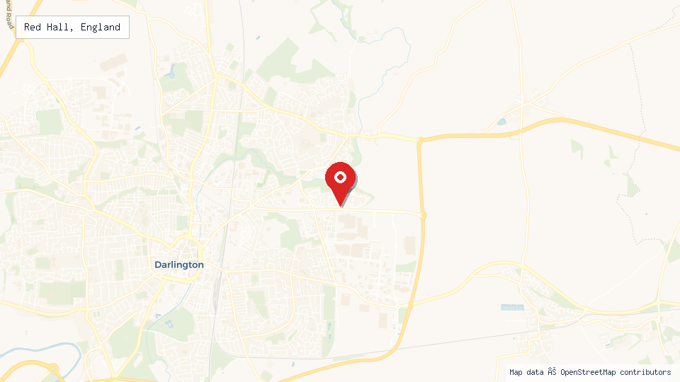 Street map of Red Hall, England with location pin